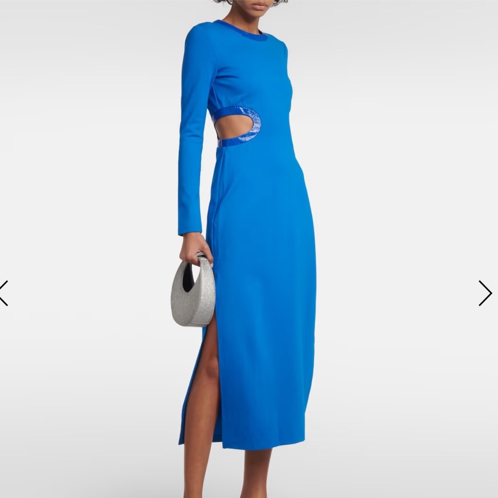 NEW STAUD blue long sleeve dolce cutout midi dress